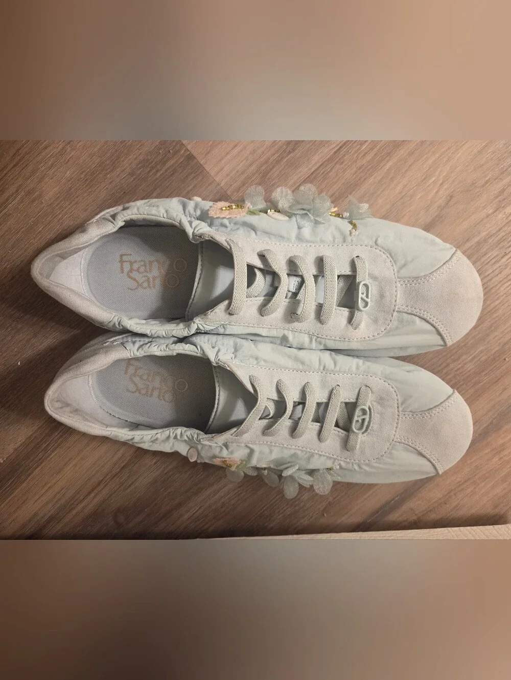 Franco Sarto Pale Blue Floral Lace-Up Sneakers